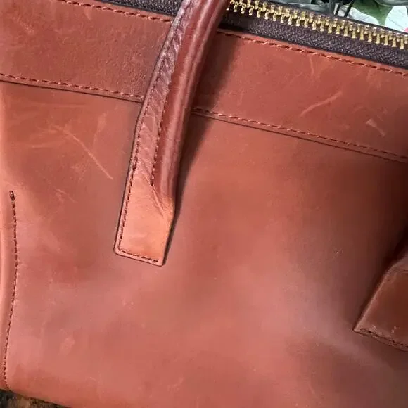 Coach Mini Bleeker Riley Carry All Leather Purse with Coral Accents Crossbody - Picture 13 of 13